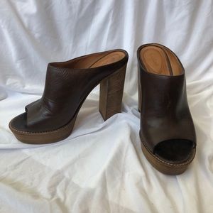 Dark brown platform Chloe mules
